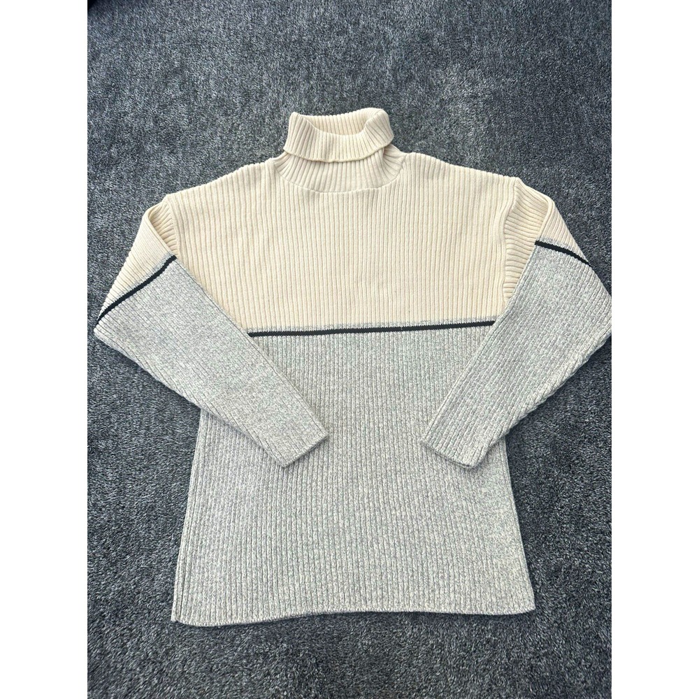 Vintage American Creations Men's XXL Fits Like M Turtleneck Sweater Cream Gray